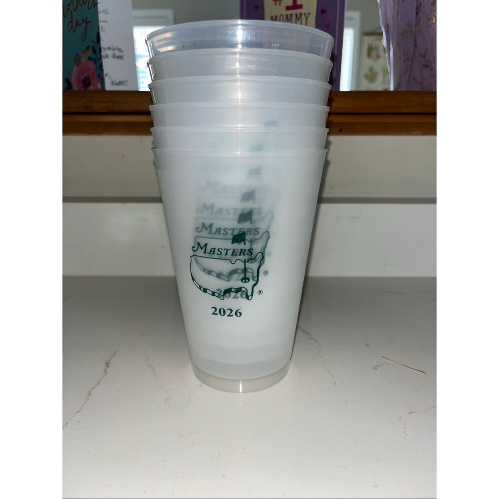 NEW 2026 Masters Tournament 6 pack Clear Cups Augusta National Golf Club